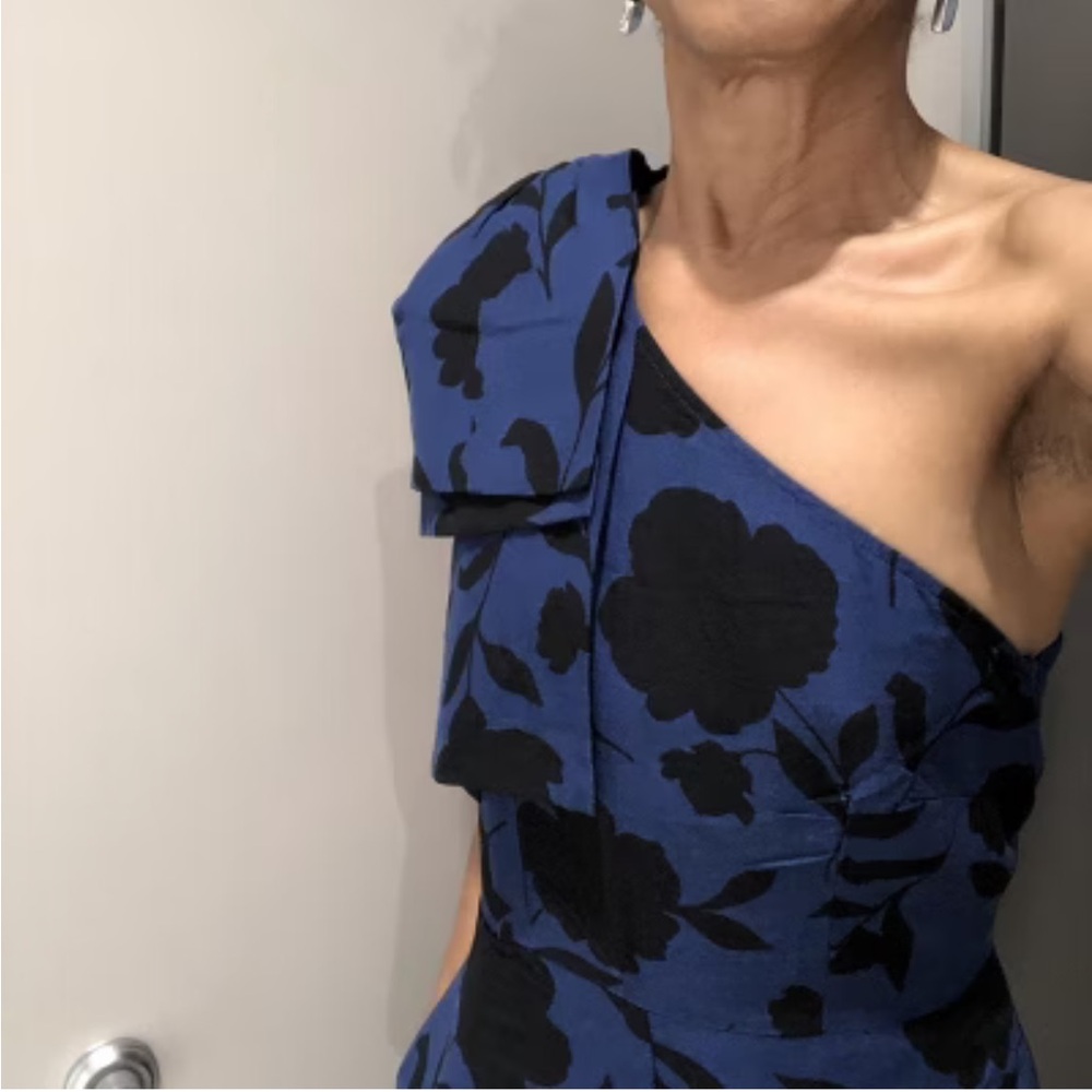Kate Spade NWT Blue mBlack Floral One-Shoulder Jumpsuit, Women’s Sz 6 Sz 10 - Picture 6 of 6